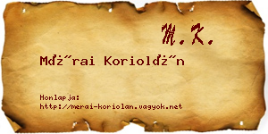 Mérai Koriolán névjegykártya